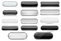 White and black glass 3d buttons with chrome frame. Collection Royalty Free Stock Photo