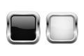 White and black glass square buttons with chrome frame Royalty Free Stock Photo