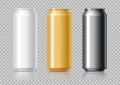 White black and gold aluminum cans