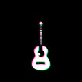 White Black Guitar Acoustic Musical Instrument Grudge Scratched Dirty Punk Style Print Culture Symbol Shape Graphic Red Green