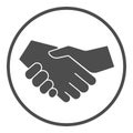 White and black handshake solid icon, Black lives matter concept, Business partners greeting sign on white background