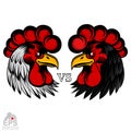 White and black head oposite. Logo for any sport team or cock-fights rooster