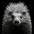 Prickly Hedgehog Portrait: Luminous 3d Wildlife In Black And White