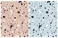 Simple Hand Drawn Spotted Vector Patterns with White and Black Splatters.