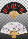 White and black isolated fans with flowers Royalty Free Stock Photo