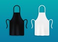 White and black kitchen aprons. Chef uniform.