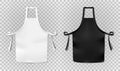 White and black kitchen chef apron isolated on transparent background. Protective realistic apron for cooking or baker Royalty Free Stock Photo