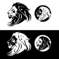 White and black Lion logo brand icon illustration Royalty Free Stock Photo