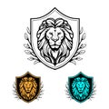 White and black Lion logo brand icon illustration Royalty Free Stock Photo