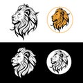 White and black Lion logo brand icon illustration Royalty Free Stock Photo