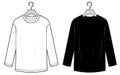 White and black long sleeves shirt hanger.