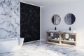 White and black marble bathroom side