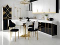White and black modern dining room and kitchen set Royalty Free Stock Photo