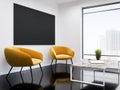 White and black office waiting room, armchairs, TV Royalty Free Stock Photo