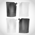 White and Black plastic blank spouted pouch template for puree,