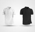 White and black polo mockup 3D rendering, trendy casual mens t-shirt, isolated on background