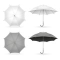 White and black realistic umbrellas isolated on white background