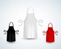 White, black and red blank kitchen cotton apron illustration. Protective apron uniform for cooking or baker