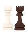 White and black Rook chess figure for table board game vector illustration isolated on white background Royalty Free Stock Photo