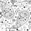 White and black seamless floral pattern Royalty Free Stock Photo