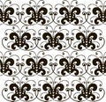 White and black seamless pattern, geometrically abstract floral texture, vector