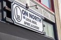 A white and black sign over the On North Local Beer and Spirit Eatery at the Marietta Square in Marietta Georgia