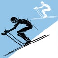 White and black silhouette of skier Royalty Free Stock Photo