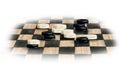 White and black stacks of checkers on chess board watercolor isolated illustration. Intellectual board game Royalty Free Stock Photo