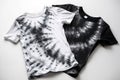 White And Black Tiedye Tshirt For Girl On White Background. Generative AI