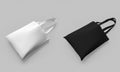 White, black totebag 3d rendering mockup, for retail, shopping, for design, print,pattern