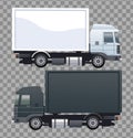 White and black trucks cars vehicles mockup style