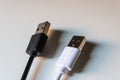 White and black Usb cable connectors Royalty Free Stock Photo