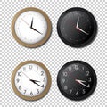 White and black wall office clock icon set. showing five minutes to twelve. For new year concept.