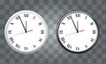 White and black wall office clock icon set. showing five minutes to twelve. For new year concept. Royalty Free Stock Photo