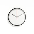 White blackframed clock on white background, 3d rendering Royalty Free Stock Photo