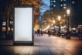 white blank advertising billboard. street mockup panel. digital lightbox poster ad banner board. bus shelter advertising Royalty Free Stock Photo