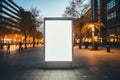 white blank advertising billboard. street mockup panel. digital lightbox poster ad banner board. bus shelter advertising Royalty Free Stock Photo