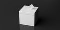 White blank ballot box and envelope on black background, copy space. 3d illustration