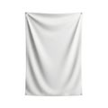 White blank banner hanging on wall with grommets isolated on white background Royalty Free Stock Photo