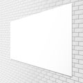 White blank billboard attached to perspective brick wall Royalty Free Stock Photo