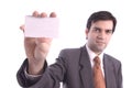 White blank card holded by a businessman