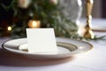 White blank card mockup for Menu or greeting, invitation on wedding table setting background Royalty Free Stock Photo