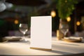 White blank card mockup for Menu or greeting, invitation on wedding table setting background Royalty Free Stock Photo
