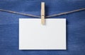 White blank card on rope Royalty Free Stock Photo