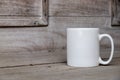 White blank coffee mug mock up to add custom design/quote. Royalty Free Stock Photo