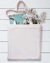 White blank cotton eco tote bag, design mockup.