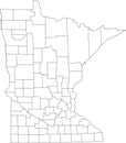 White blank counties map of Minnesota, USA Royalty Free Stock Photo