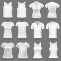 White blank 3d t-shirt vector templates for man and woman fashion design Royalty Free Stock Photo