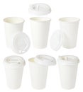 White blank disposable takeaway paper tea or coffee cup with plastic lid Royalty Free Stock Photo