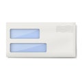 White blank DL envelope with two windows for addressee and return, senders address isolated Royalty Free Stock Photo